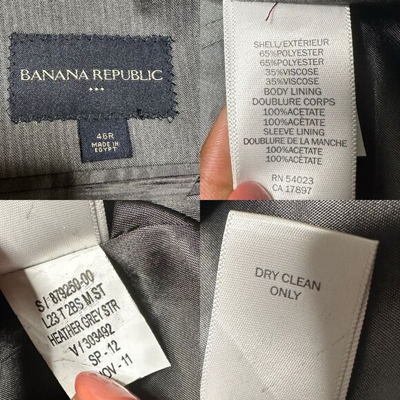 Banana Republic Blazer Mens 46R Gray Pinstripe Office Formal Classic Suit Jacket - Picture 8 of 10